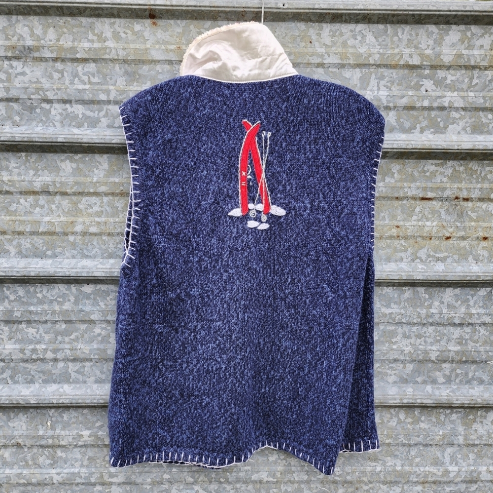 VINTAGE Holiday Not So Ugly Christmas Teddy Bear Embroidered Zip-Up Cardigan - Picture 3 of 14